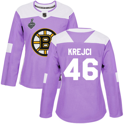 Adidas Bruins #46 David Krejci Purple Authentic Fights Cancer Stanley Cup Final Bound Women's Stitched NHL Jersey